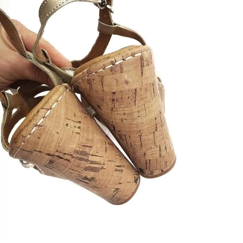 NEW Born BOC | Jayna Natural Leather Wedge Sandals